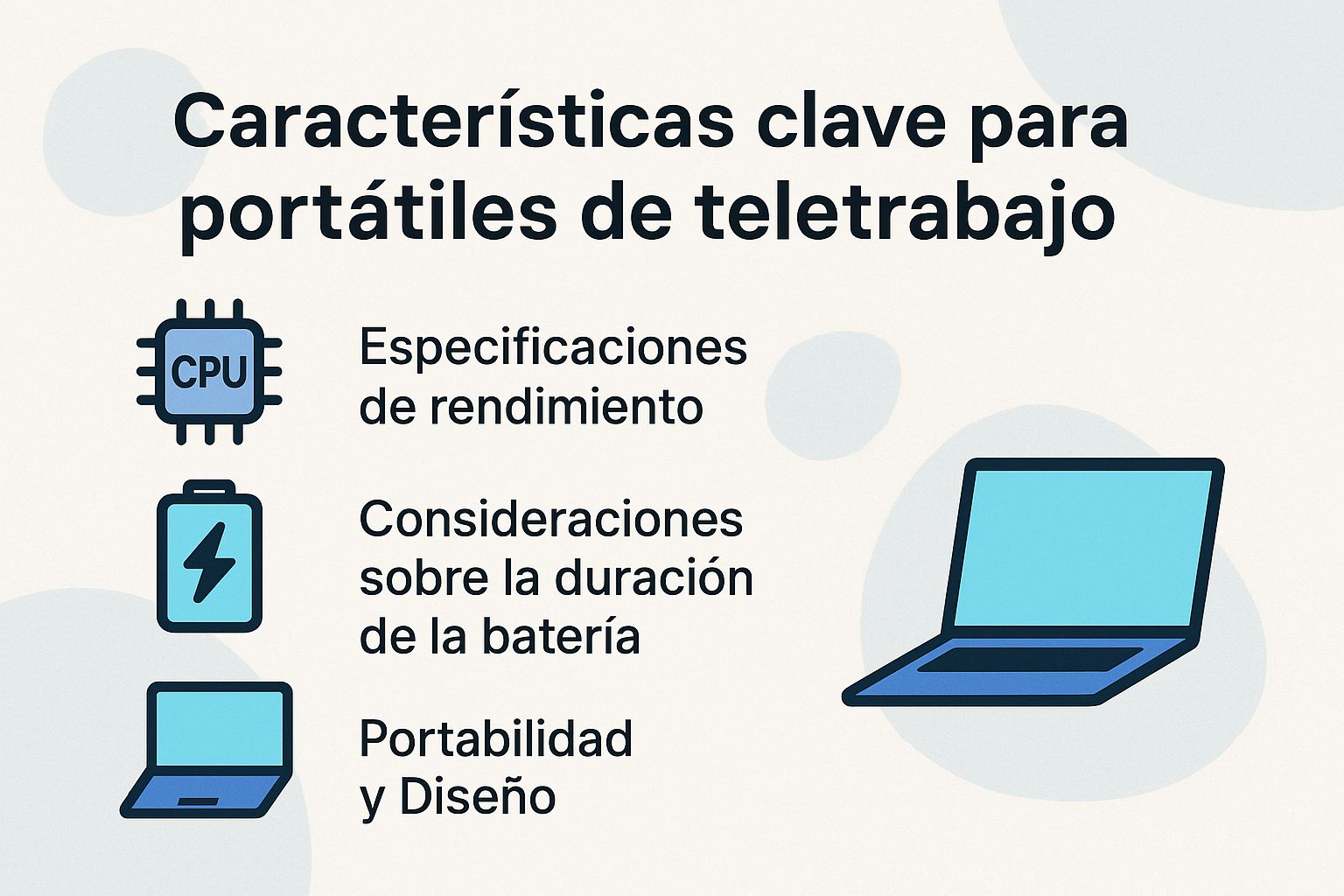 Características clave para portátiles de teletrabajo